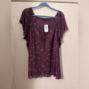 Torrid mesh Plum Floral Blouse